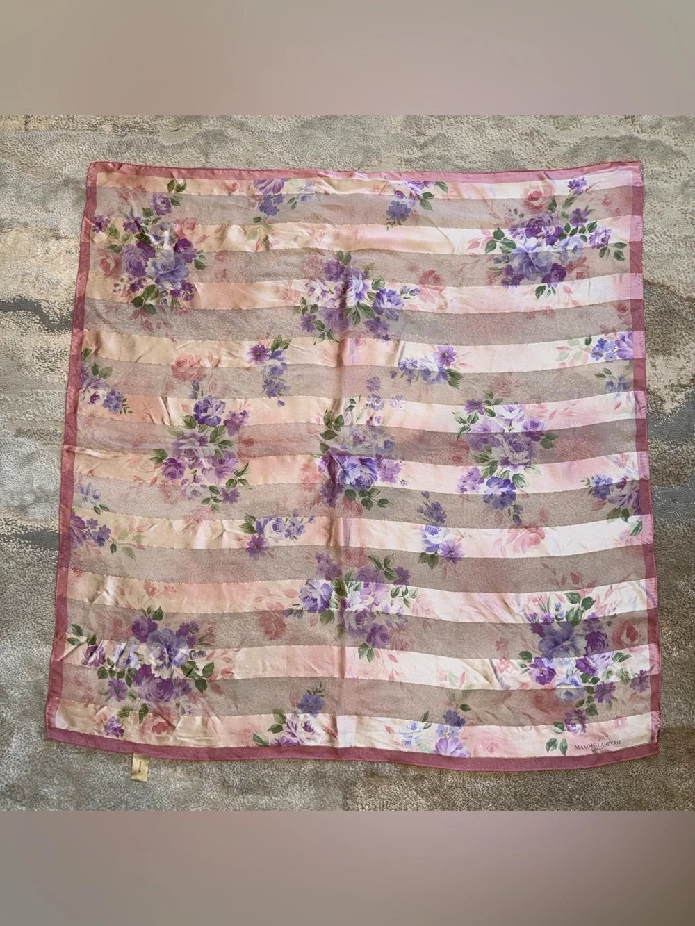 Pink & Purple Floral Silk Scarf